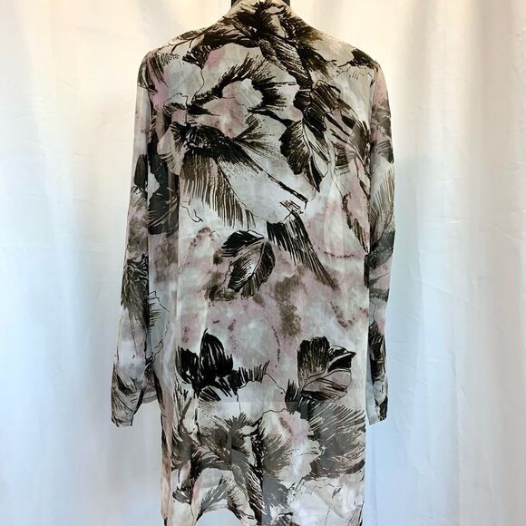 Premise brown pink sheer chiffon gem jewelled beach coverup blouse top Sz L 🔥 - Picture 5 of 10